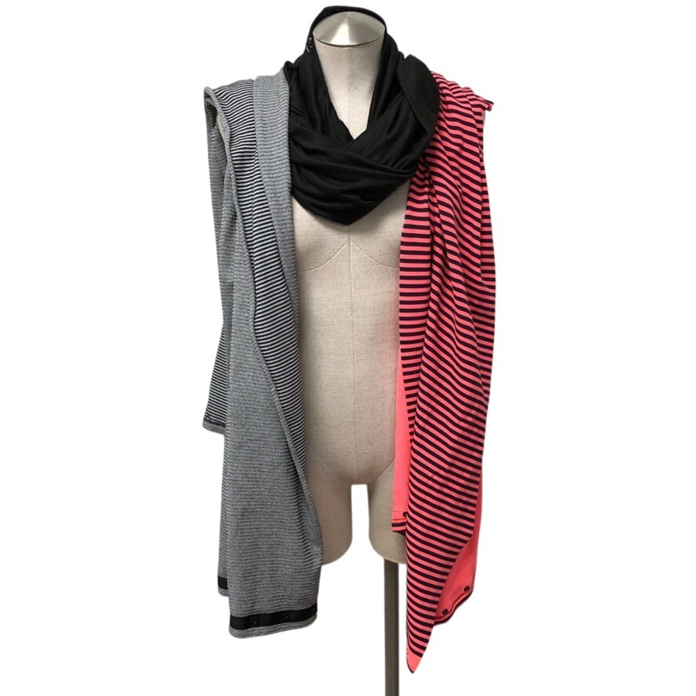 Lululemon Beyond Yoga Scarf Bundle Womens OS Pink Grey Black Snap Infinity